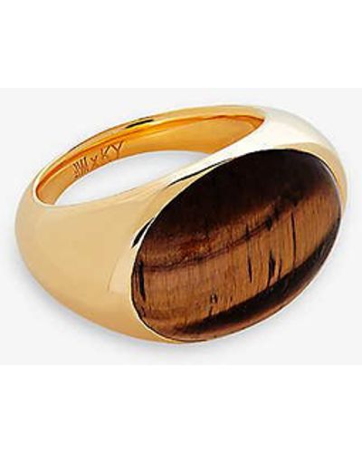 Monica Vinader Tigers Eye 18ct Yellow-gold Vermeil Sterling-silver Ring - White