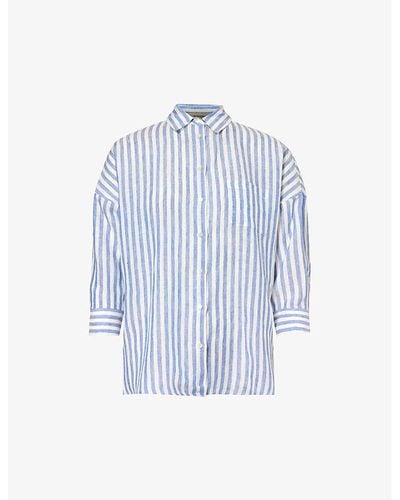 Weekend by Maxmara Arduino Stripe-pattern Relaxed-fit Linen Shirt - Blue