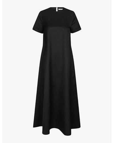 Lovechild 1979 Rosetta Round-neck Woven Maxi Dress - Black