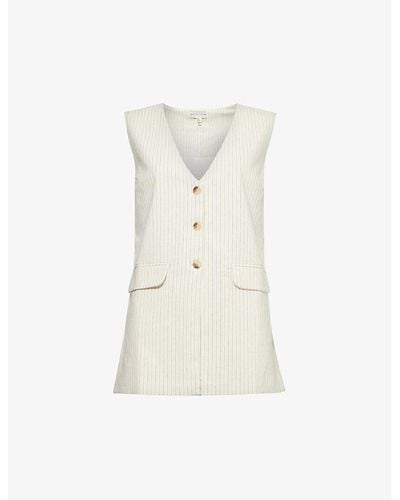 Pretty Lavish Harlee V-neck Cotton Waistcoat - Natural