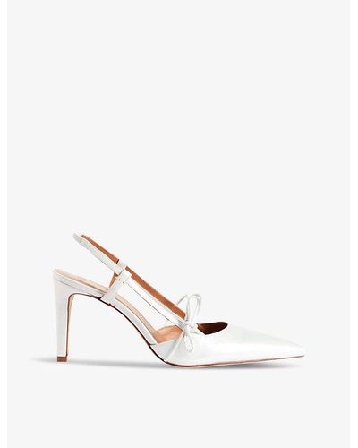 Claudie Pierlot Bow-embellished Leather Heeled Courts - White