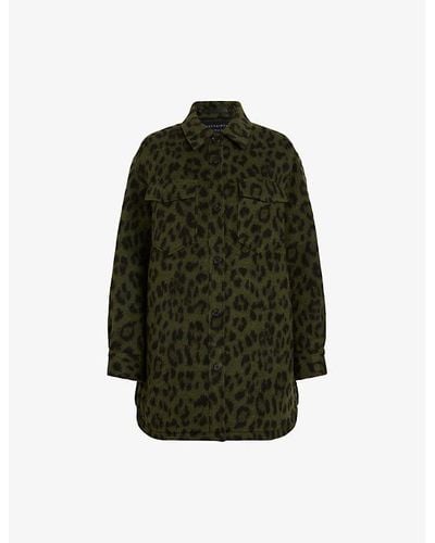 AllSaints Sophie Leopard-print Woven Jacket - Green