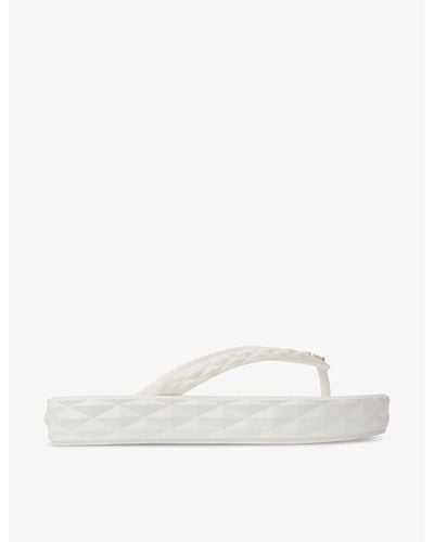 Jimmy Choo Diamond Logo-embellished Flat Rubber Flip-flops - White