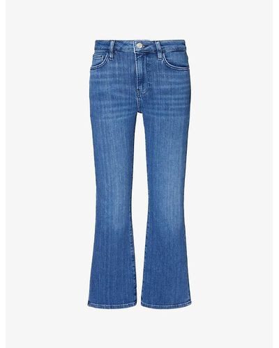 FRAME Le Crop Mini Boot Flared-leg Mid-rise Stretch-denim Jeans - Blue