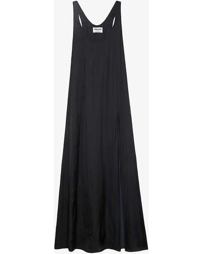 Zadig & Voltaire Rarys Round-neck Sleeveless Satin Maxi Dress - Black