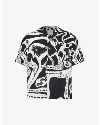 Rhude Strada Graphic-print Silk Shirt - Black