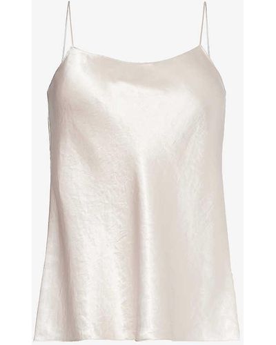 Vince Scoop-neck Satin Camisole Top - White