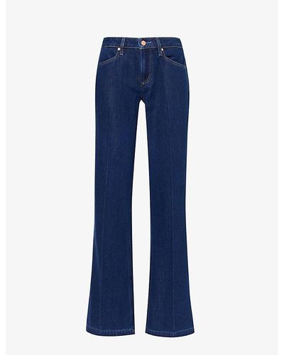 PAIGE Sonja Flared-leg Mid-rise Cotton-blend Jeans - Blue