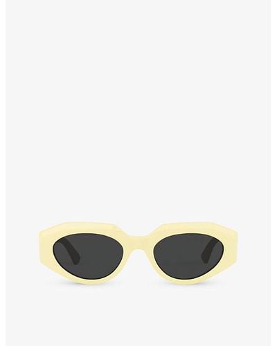 Bottega Veneta Bv1031s Oval-frame Acetate Sunglasses - Yellow