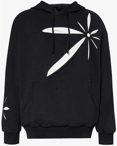 Kusikohc Origami Double-layered Relaxed-fit Cotton Hoody - Black