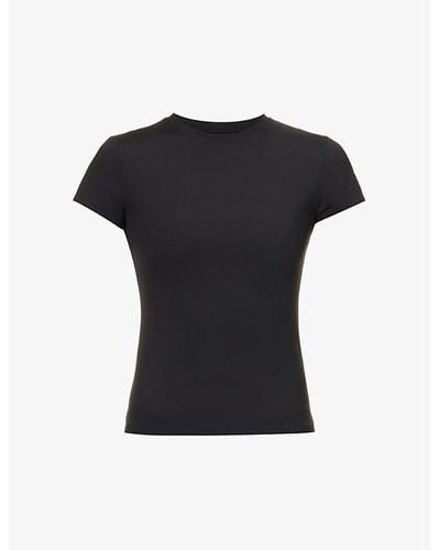 ADANOLA Fitted Stretch-cotton T-shirt X - Black