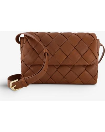 Dune Dempsey Woven Leather Cross-body Bag - Brown