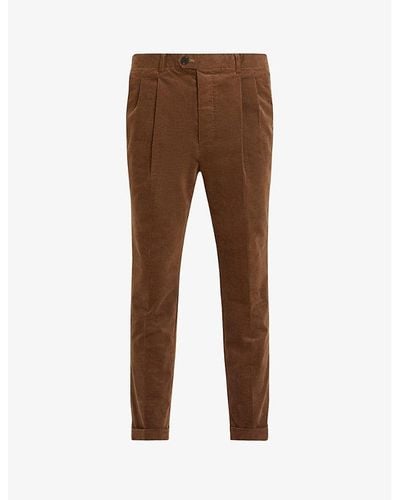 AllSaints Kiels Slim-fit Cropped Stretch-corduroy Pants - Brown