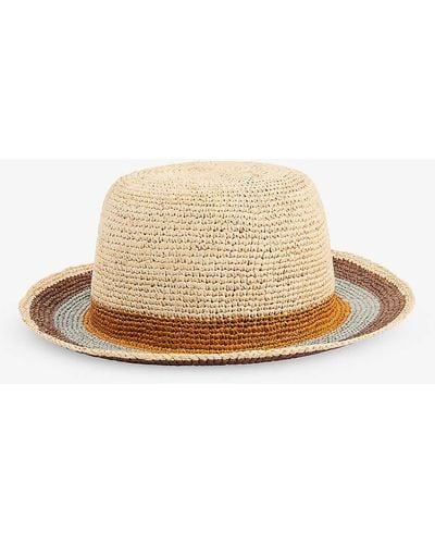 Paul Smith Striped Wide-brim Straw Hat - Natural