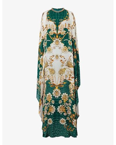 Mary Katrantzou Taylor Floral-pattern Silk Maxi Dress - Green