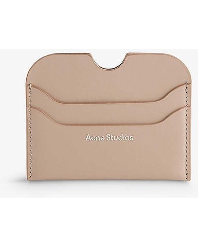 Acne Studios Branded Leather Card Holder - Natural