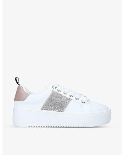 KG by Kurt Geiger Lighter Embellished Low-top Faux-leather Trainers - White