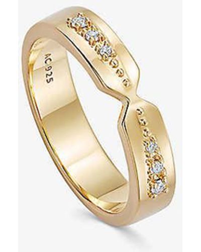 Astley Clarke Luna 18ct Yellow Gold-plated Vermeil Sterling-silver Band Ring - White