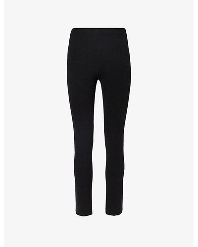 Barrie Slim-leg Mid-rise Wool And Cashmere-blend Knitted leggings - Black