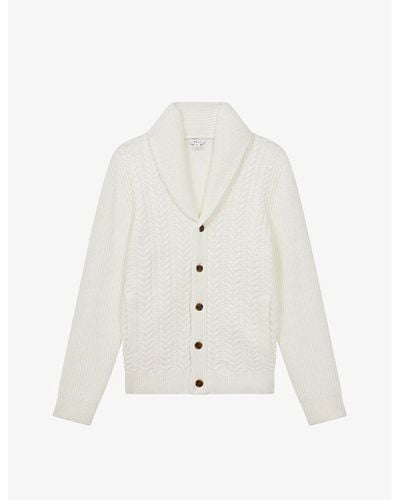 Reiss Ashbury Cable-knit Cardigan - White