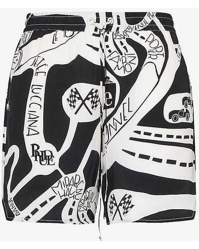 Rhude Strada Graphic-print Silk Shorts - White