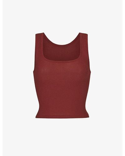 Skims Ribbed Stretch-cotton Tank Top - Red
