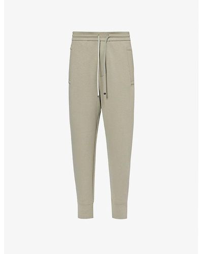 Emporio Armani Slip-pocket Drawstring-waist Stretch Cotton-blend jogging Bottoms - Natural