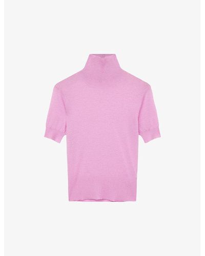 JOSEPH Cashair High-neck Cashmere Top - Pink