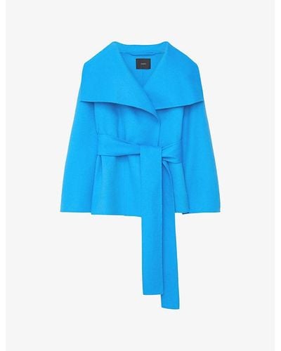 JOSEPH Adrienne Asymmetric Wool And Cashmere-blend Jacket - Blue