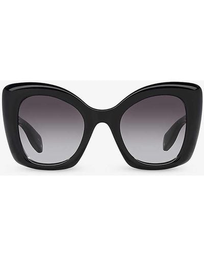 Alexander McQueen Am0412s Butterfly-frame Acetate Sunglasses - Black