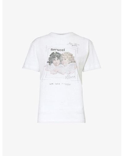 Fiorucci Postcard Angel-print Organic-cotton Jersey T-shirt - White