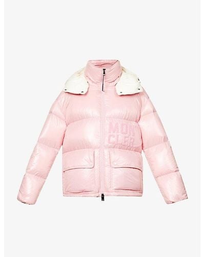 Moncler Abbaye Funnel-neck Quilted Shell-down Coat - Pink