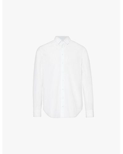 Giorgio Armani Long-sleeved Slim-fit Cotton-poplin Shirt - White