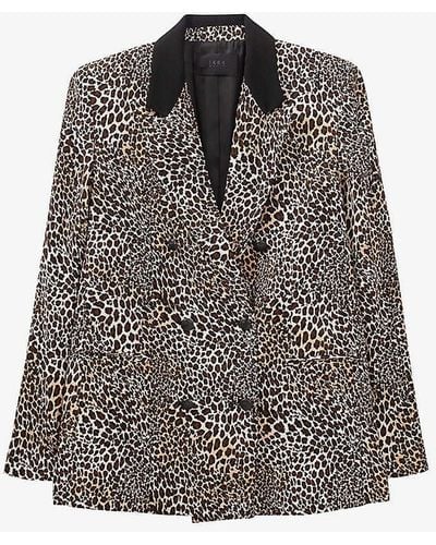 IKKS Cognac Leopard-print Woven Blazer - Grey