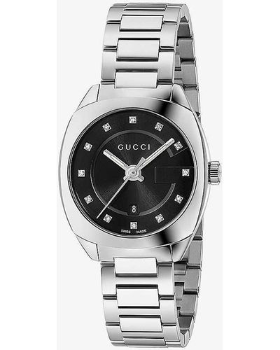 Gucci Ya142503 gg2570 Stainless Steel And Diamond Watch - White