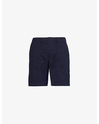 PS by Paul Smith Logo-patch Regular-fit Stretch-cotton Blend Shorts - Blue