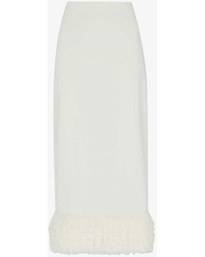 Whistles Fringe-embellished Woven Midi Skirt - White