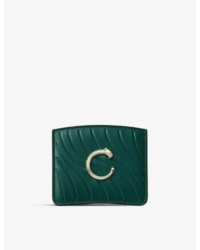 Cartier Panthère De Quilted Leather Card Holder - Green