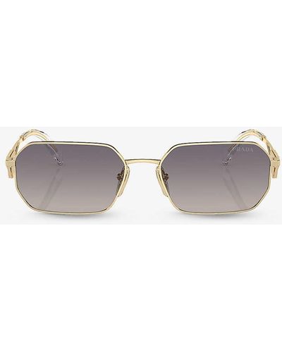 Prada Pr A51s Irregular-frame Metal Sunglasses - White