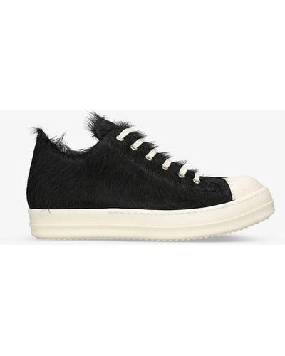 Rick Owens Serrated-sole Leather Low-top Trainers - Black