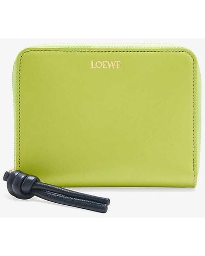 Loewe Knot Compact Leather Wallet - Green