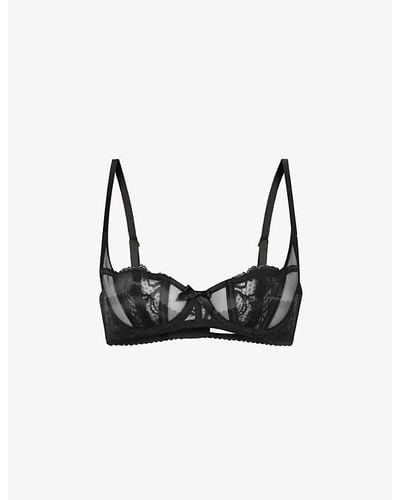 Agent Provocateur Rozlyn Balconette Mesh And Lace Underwired Bra - Black