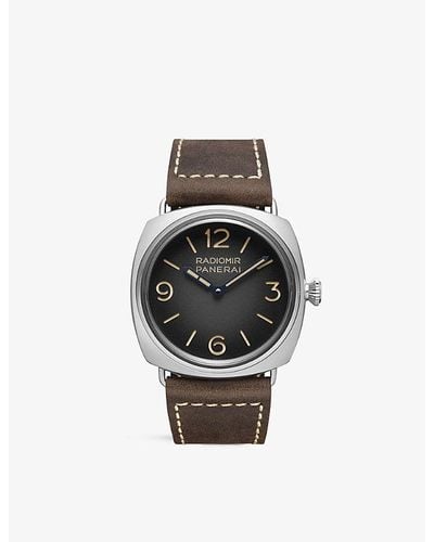 Panerai Pam01334 Radiomir Origine Stainless-steel And Leather Manual Watch - Black