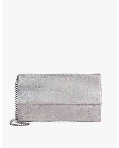 Dune Esmes Sparkle-embellished Woven Box Clutch - Gray