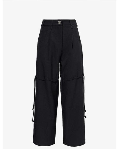 Song For The Mute Rope-tie Straight-leg Mid-rise Woven Trousers - Blue