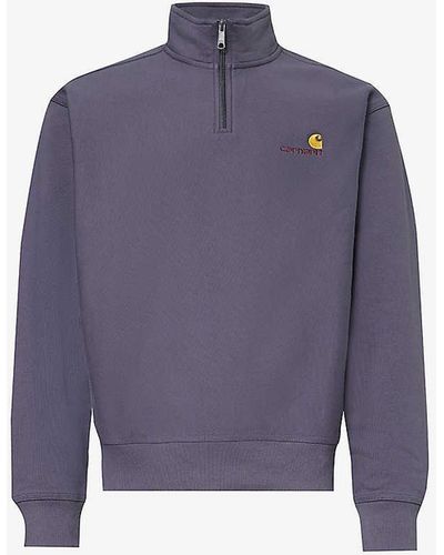 Carhartt Usa Script Brand-embroidered Cotton-blend Sweatshirt - Purple