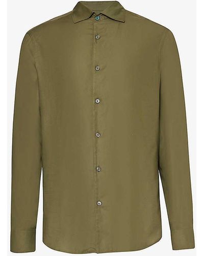 Paul Smith Long-sleeved Regular-fit Cotton-blend Shirt - Green