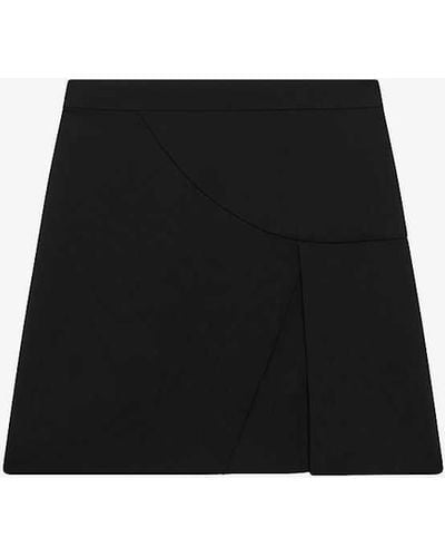 Reiss Erin Front-split Linen Mini Skirt - Black