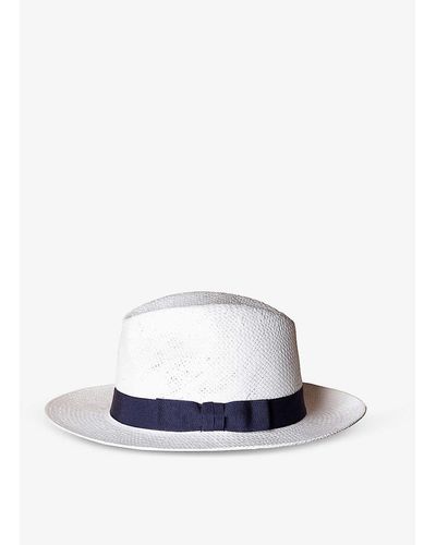 Eton Panama Contrast-trim Paper Hat - White