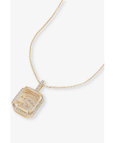 Mateo Secret S 14ct Yellow-gold, 0.28ct Diamond And Quartz Pendant Necklace - White